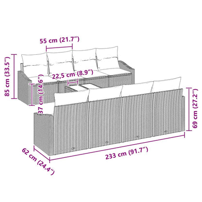 Conjunto de Sofás com almofada 7 pcs Bege e Cinza vime PE