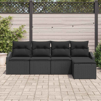Conjunto de Sofás com almofada 5 pcs Preto vime PE