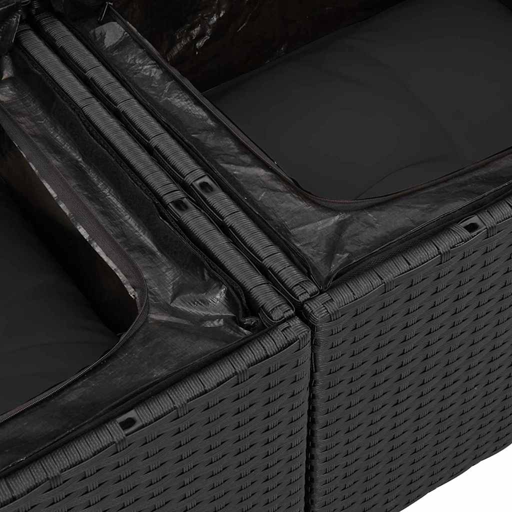 Conjunto de Sofás com almofada 7 pcs Preto vime PE