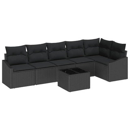 Conjunto de Sofás com almofada 7 pcs Preto vime PE