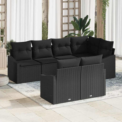 Conjunto de Jantar para Jardim com almofada 7 pcs Preto