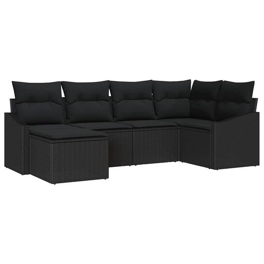 Conjunto de Jantar para Jardim com almofada 6 pcs Preto