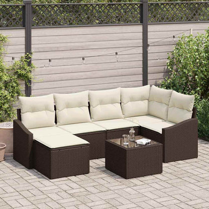 Conjunto de Jantar para Jardim 7 pcs Marrom e Creme