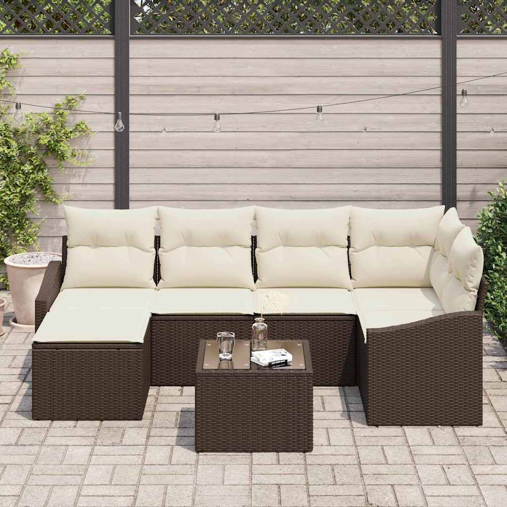Conjunto de Jantar para Jardim 7 pcs Marrom e Creme