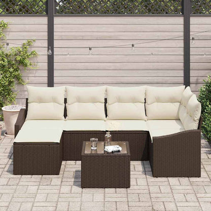 Conjunto de Jantar para Jardim 7 pcs Marrom e Creme