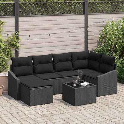 Conjunto de Jantar para Jardim com almofada 7 pcs Preto