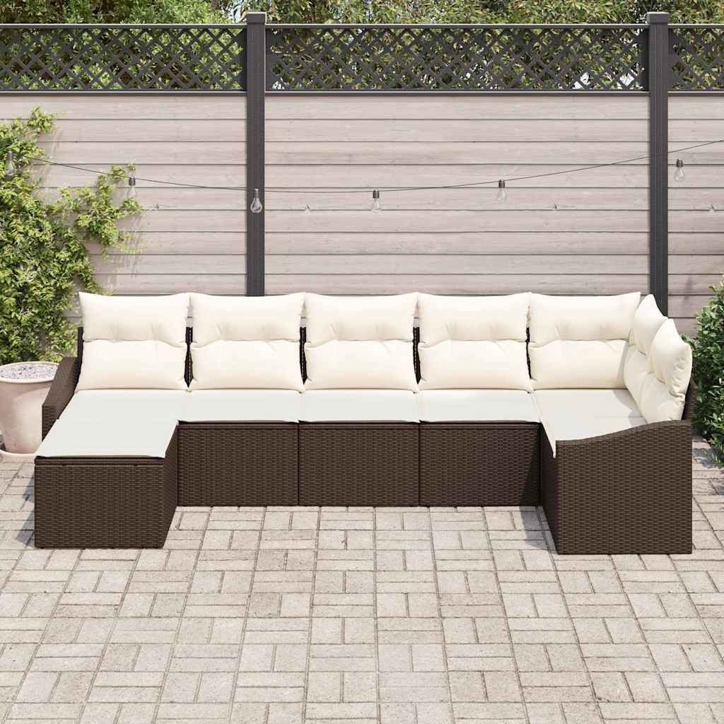 Conjunto de Jantar para Jardim 7 pcs Marrom e Creme