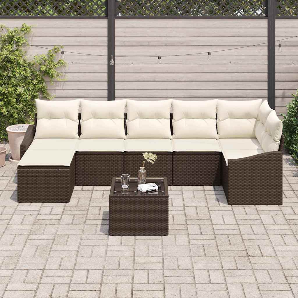 Conjunto de Jantar para Jardim 8 pcs Marrom e Creme