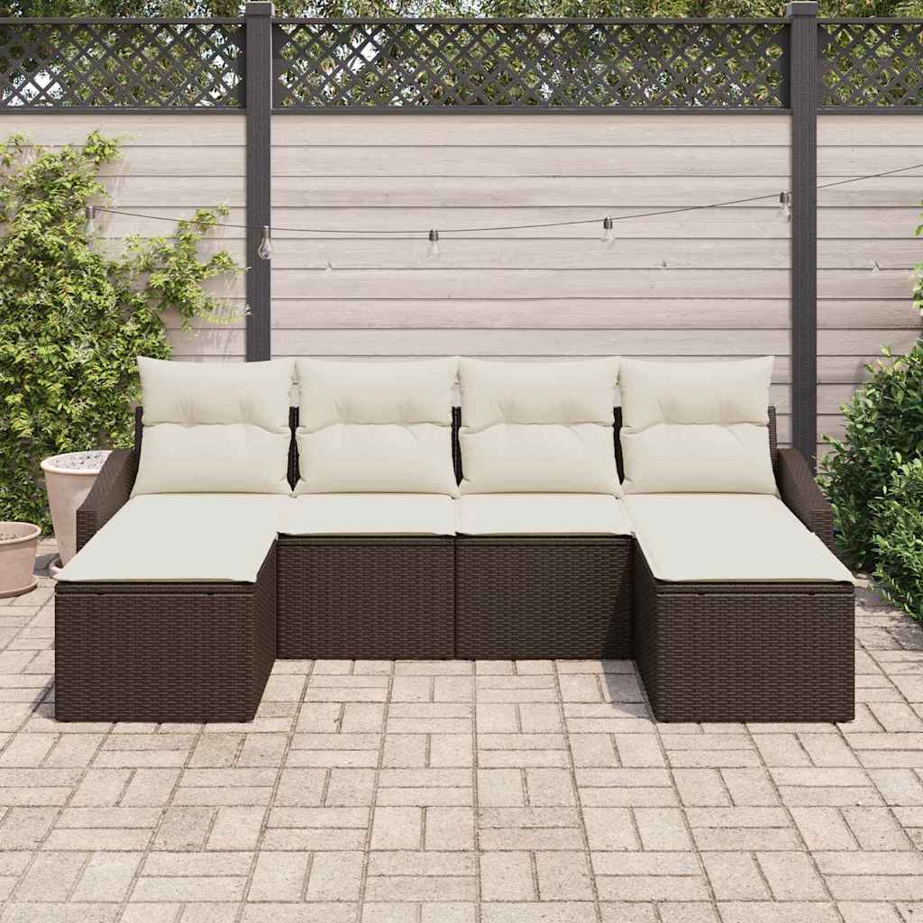 Conjunto de Jantar para Jardim 6 pcs Marrom e Creme