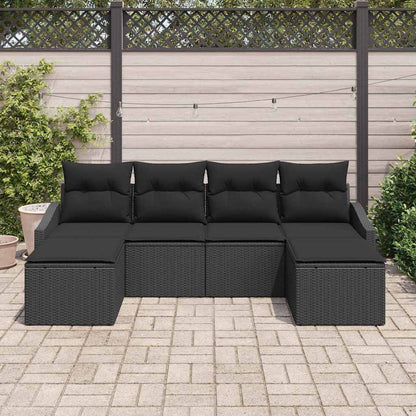 Conjunto de Jantar para Jardim com almofada 6 pcs Preto