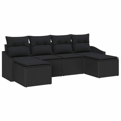 Conjunto de Jantar para Jardim com almofada 6 pcs Preto