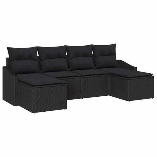 Conjunto de Jantar para Jardim com almofada 6 pcs Preto