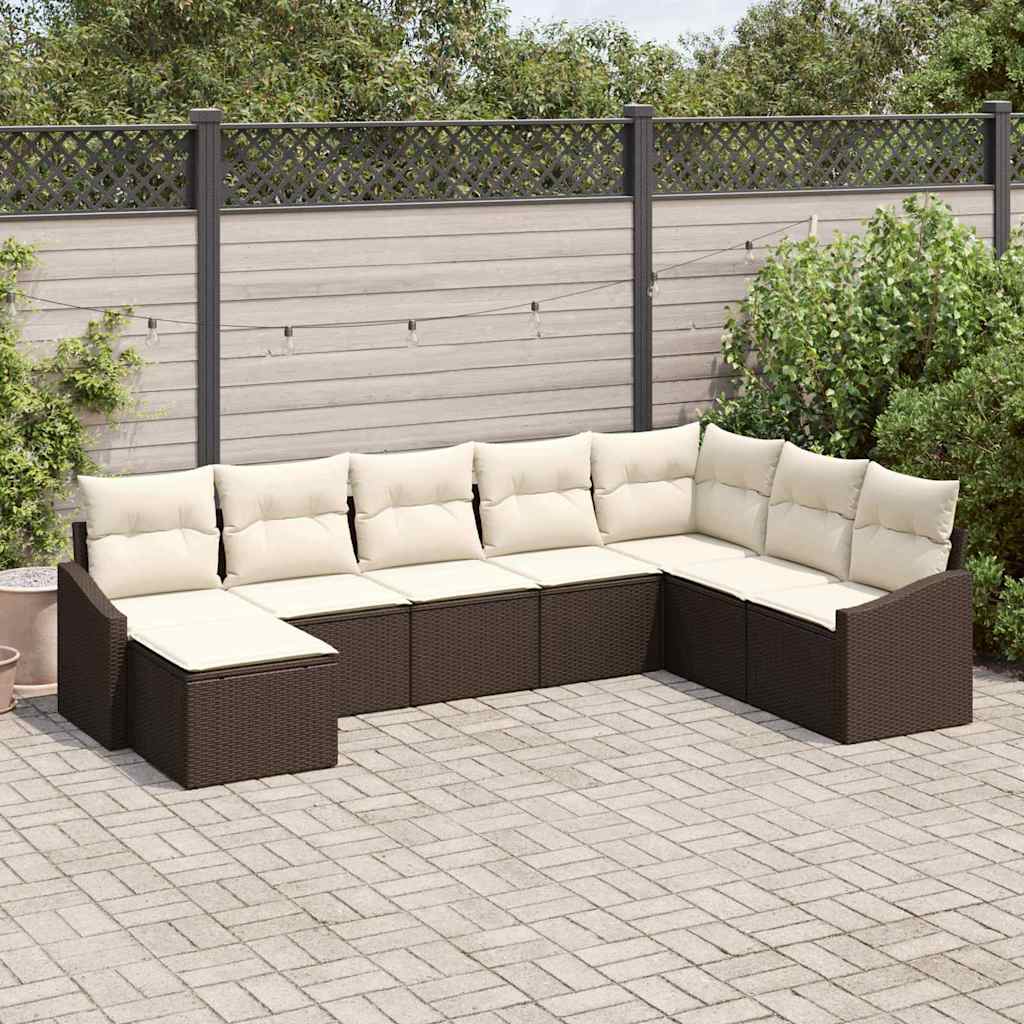 Conjunto de Jantar para Jardim 8 pcs Marrom e Creme