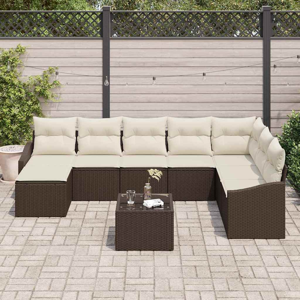 Conjunto de Jantar para Jardim 9 pcs Marrom e Creme