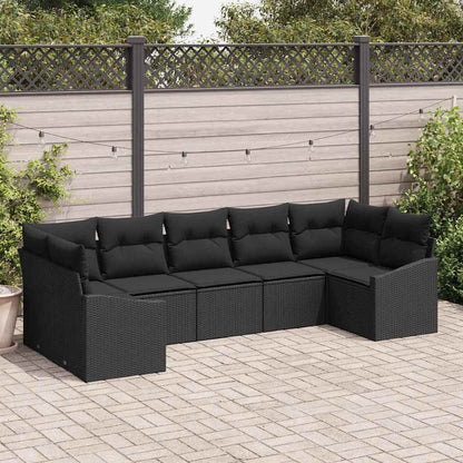 Conjunto de Jantar para Jardim com almofada 7 pcs Preto