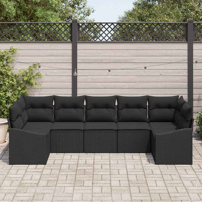 Conjunto de Jantar para Jardim com almofada 7 pcs Preto