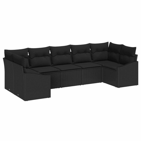 Conjunto de Sofá de Jardim 7 pcs Preto vime PE