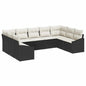 Conjunto de Sofá de Jardim 9 pcs Preto e Creme vime PE
