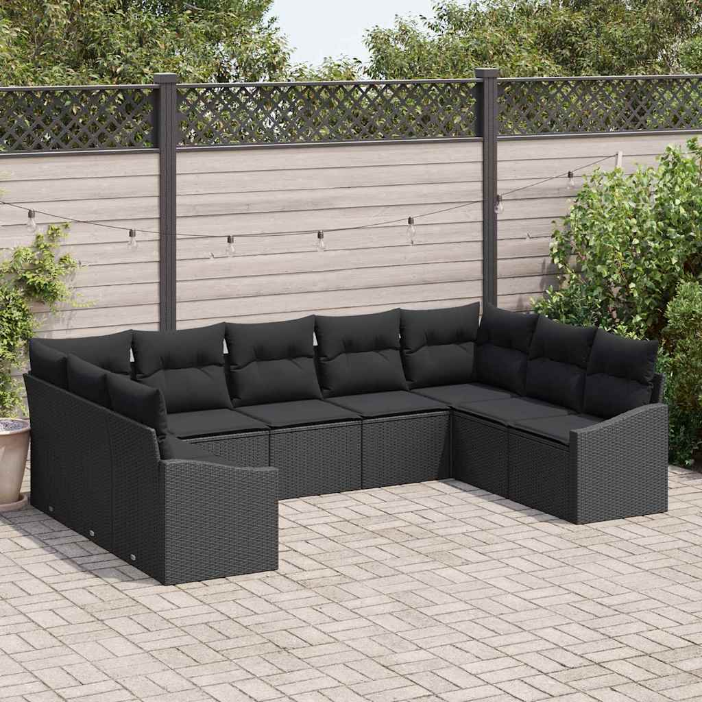 Conjunto de Jantar para Jardim com almofada 9 pcs Preto
