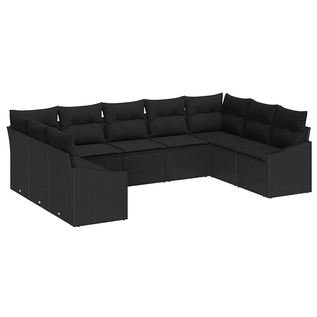 Conjunto de Jantar para Jardim com almofada 9 pcs Preto