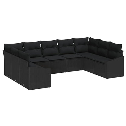 Conjunto de Jantar para Jardim com almofada 9 pcs Preto