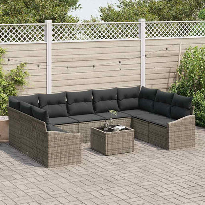 Conjunto de Sofá de Jardim 9 pcs Cinzento-claro vime PE