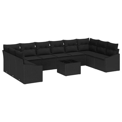 Conjunto de Jantar para Jardim com almofada 11 pcs Preto