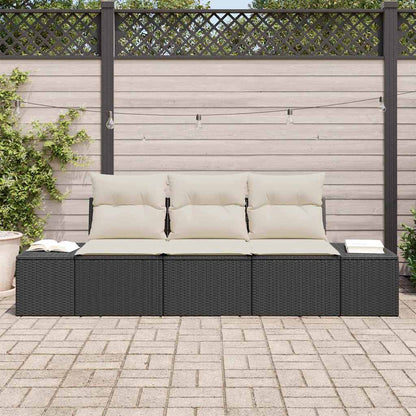 Conjunto de Sofá de Jardim com almofada 3 pcs Preto e Creme