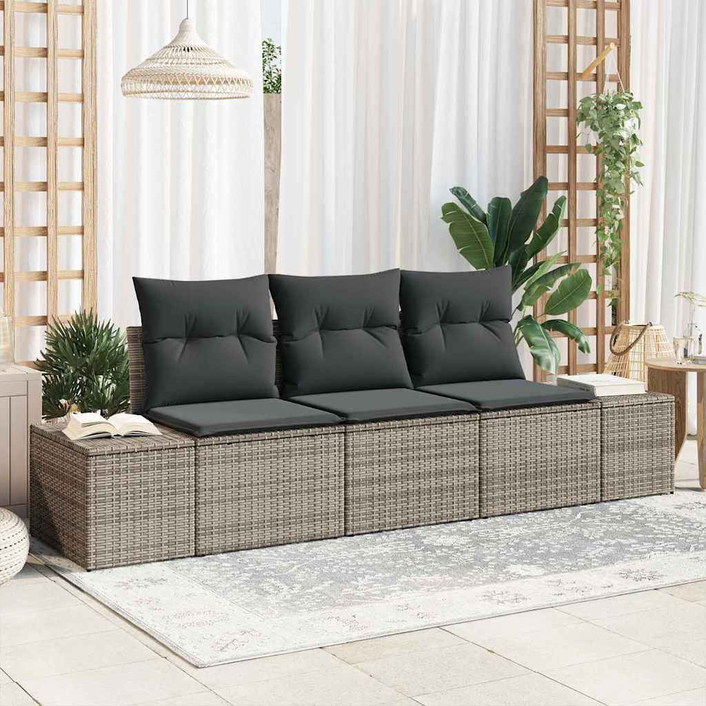 Conjunto de Sofá de Jardim com almofada 3 pcs Cinzeto