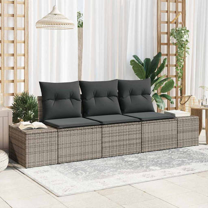 Conjunto de Sofá de Jardim com almofada 3 pcs Cinzeto