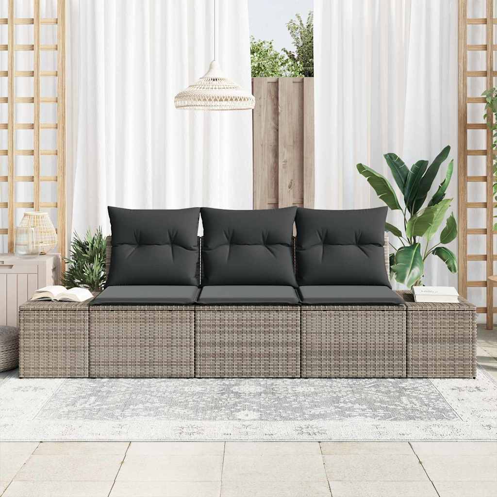Conjunto de Sofá de Jardim com almofada 3 pcs Cinzeto