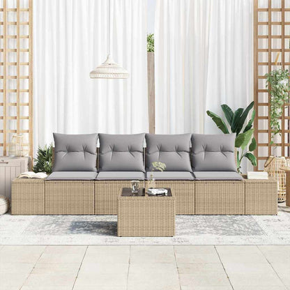 Conjunto de Sofá de Jardim 5 pcs Bege e Cinza 55 x 55 x 37 cm