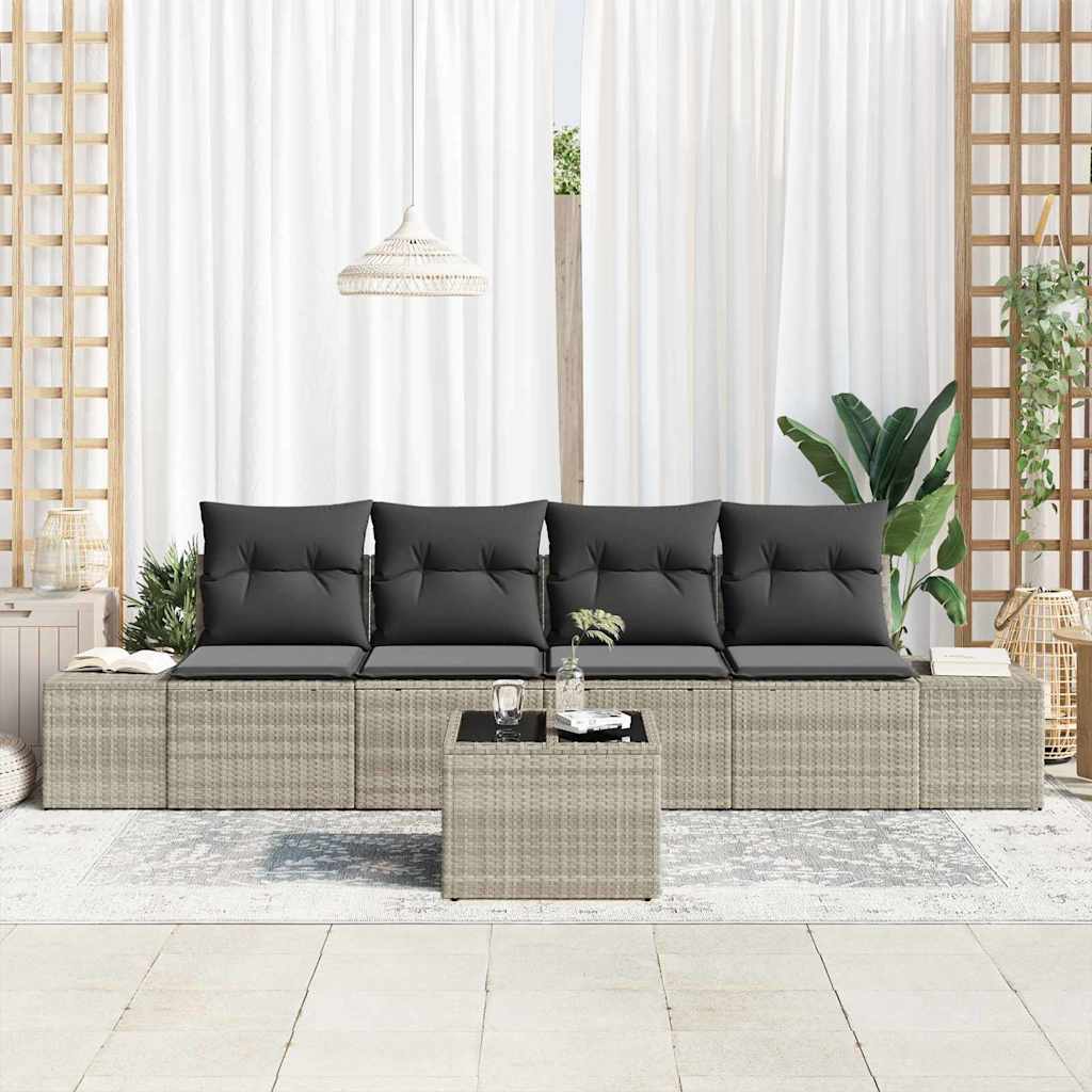 Conjunto de Sofá de Jardim 5 pcs Cinza Claro e Cinza Escuro