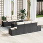 Conjunto de Sofá de Jardim 6 pcs Preto e Creme 55 x 55 x 37 cm
