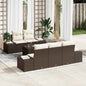 Conjunto de Sofá de Jardim 6 pcs Marrom e Creme 55 x 55 x 37 cm