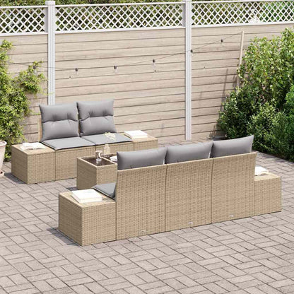 Conjunto de Sofá de Jardim 6 pcs Bege e Cinza vime PE