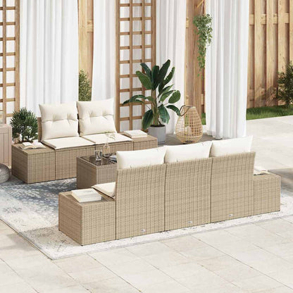 Conjunto de Sofá de Jardim 6 pcs Bege e Creme 55 x 55 x 37 cm
