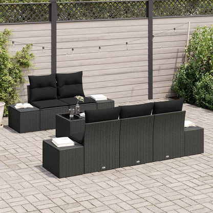 Conjunto de Sofá de Jardim Manual 6 pcs Preto 55 x 55 x 37 cm
