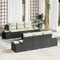 Conjunto de Sofá de Jardim 8 pcs Preto e Creme vime PE