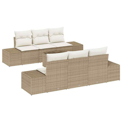 Conjunto de Sofá de Jardim 7 pcs Bege e Creme 55 x 55 x 37 cm