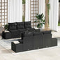 Conjunto de Sofá de Jardim com almofada 8 pcs Preto vime PE