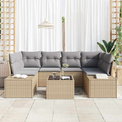 Conjunto de Sofá de Jardim 8 pcs Bege e Cinza vime PE