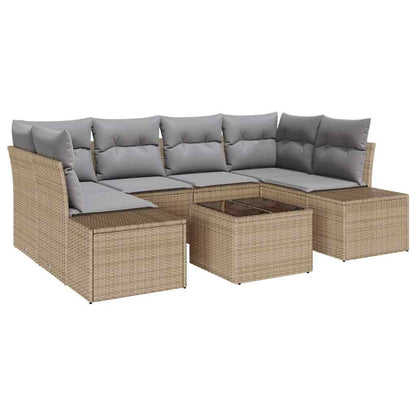 Conjunto de Sofá de Jardim 8 pcs Bege e Cinza vime PE