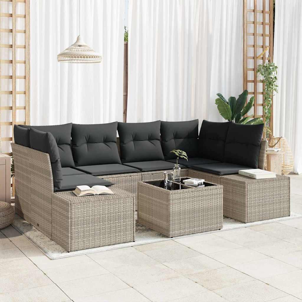 Conjunto de Sofá de Jardim 7 pcs Cinza Claro e Cinza Escuro