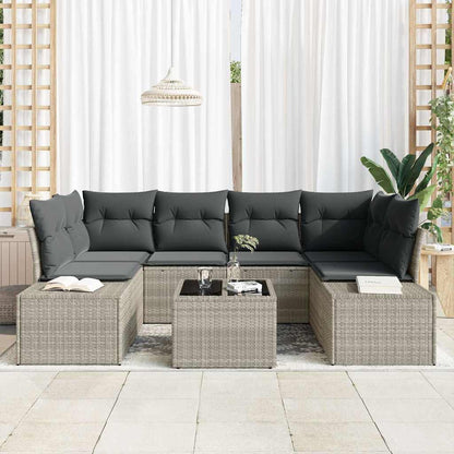 Conjunto de Sofá de Jardim 7 pcs Cinza Claro e Cinza Escuro