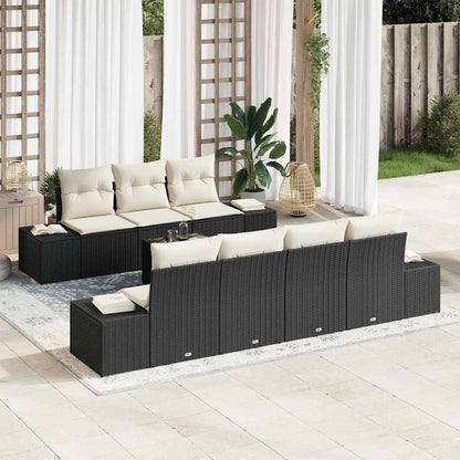 Conjunto de Sofá de Jardim 8 pcs Preto e Creme 55 x 55 x 37 cm