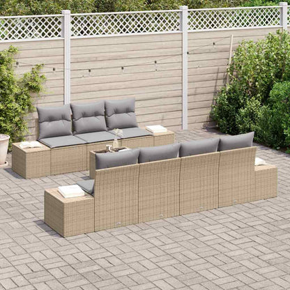 Conjunto de Sofá de Jardim 8 pcs Bege e Cinza 55 x 55 x 37 cm