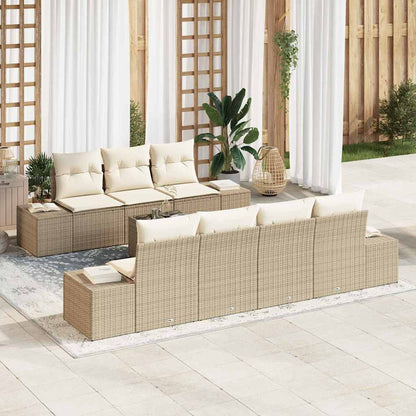 Conjunto de Sofá de Jardim 8 pcs Bege e Creme 55 x 55 x 37 cm