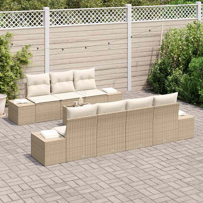 Conjunto de Sofá de Jardim 8 pcs Bege e Creme 55 x 55 x 37 cm