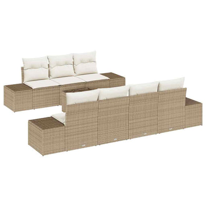 Conjunto de Sofá de Jardim 8 pcs Bege e Creme 55 x 55 x 37 cm